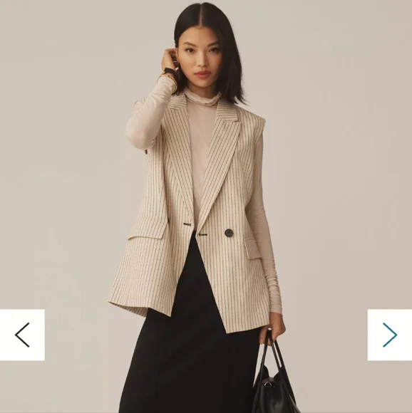 Anthropologie Oversized Cream/Tan Vest. Old Money. Preppy. Boho Size XL - Picture 2 of 14